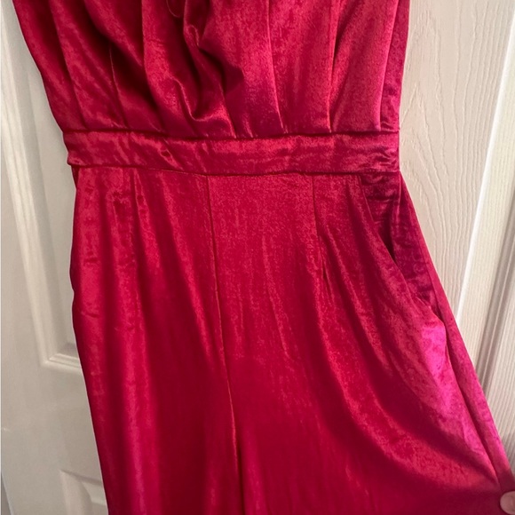 Fuchsia/Deep Pink Velour Romper - Picture 2 of 2